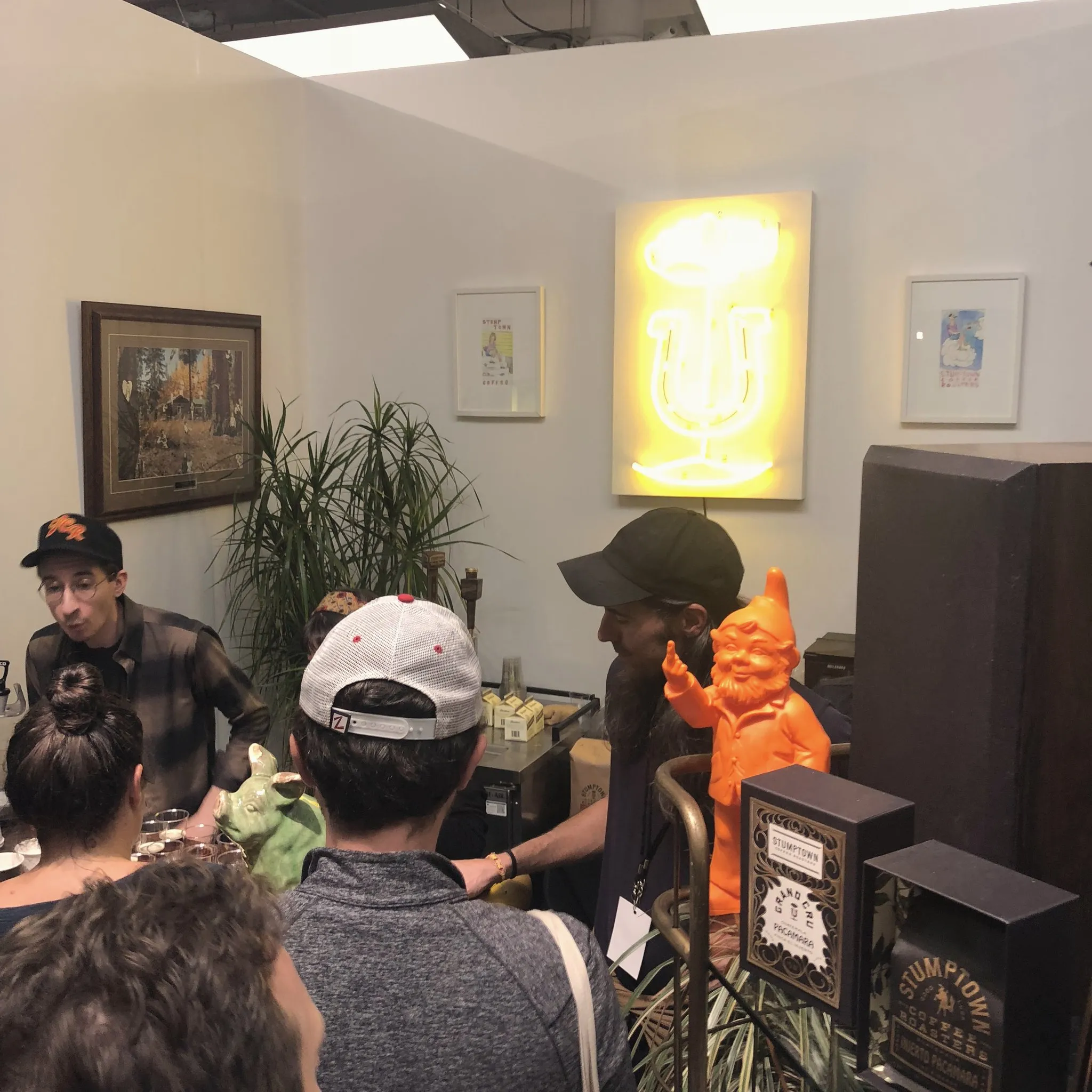 A banner hanging inside a New York coffee festival