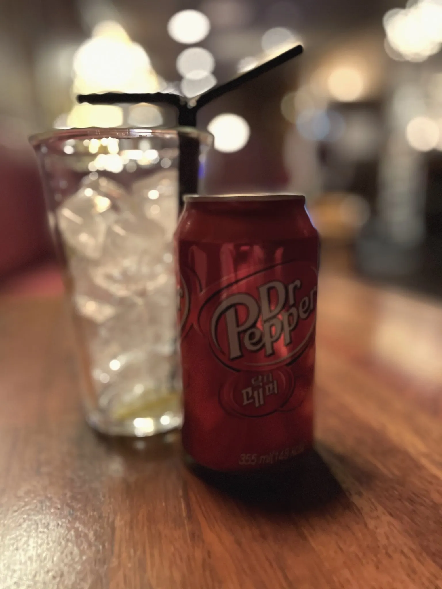 Iced drinks on a diner table in Seoul